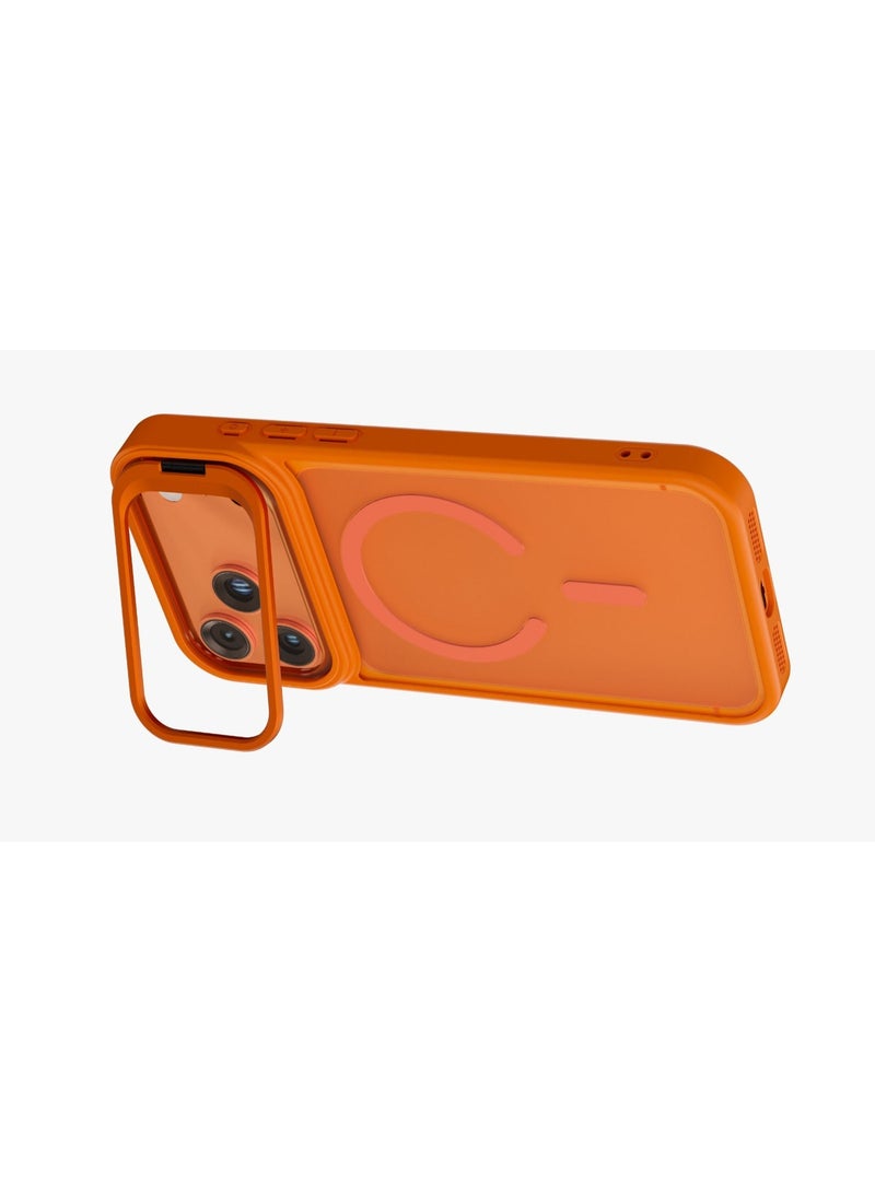 LEVELO Solo Pro Camera Kickstand Case for iPhone 17 Pro, MagSafe Compatible, Strong Magnets, Raised Camera Bezel & Shock‑Resistant Bumper, Metal Ring Stand – Orange - Image 3